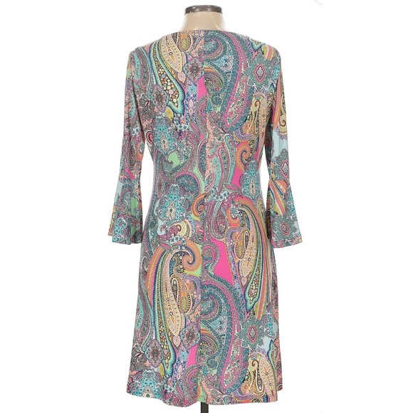Tommy Hilfiger Preppy Paisley 3/4 Bell Sleeve Shift Dress - Picture 3 of 7